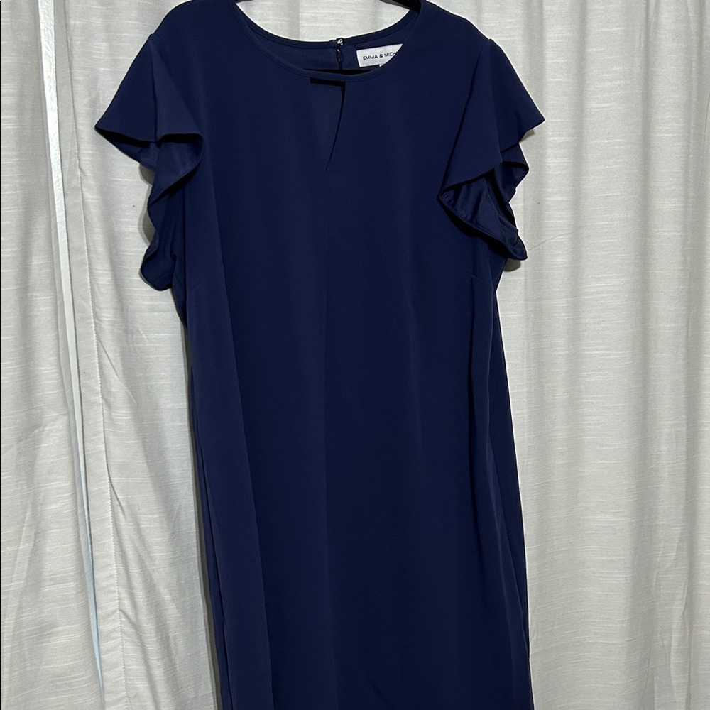Emma & Michele Navy Midi Dress with Flutter Sleeves